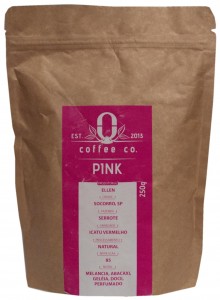 Grãos de café rosa Origem Coffee Co., Brasil